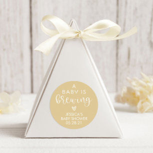 Minimalist A Baby is Brewing Baby Shower Favour Classic Round Sticker