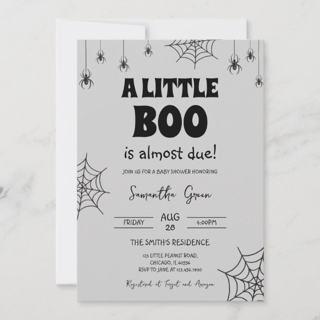 Minimalist A Little Boo Baby Shower Invitation (Front)