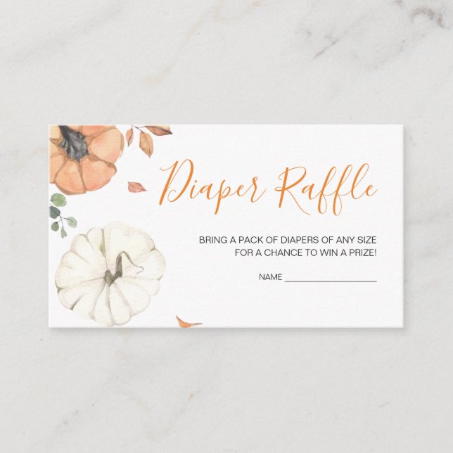 Minimalist A Little Pumpkin Diaper Raffle Enclosure Card (Front)