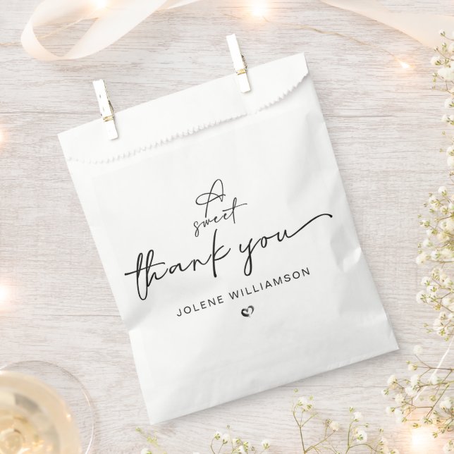 Minimalist A Sweet Thank You Black and White Favour Bag (Clipped)
