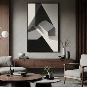 Minimalist Abstract Black White Grey Poster