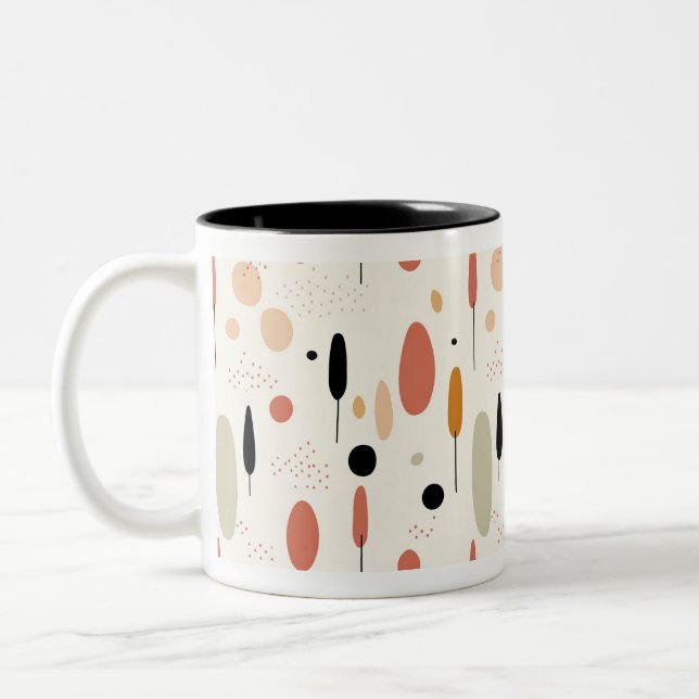Minimalist Abstract Boho Pattern Two-Tone Coffee Mug (Left)