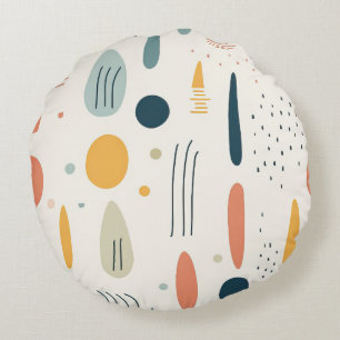 Minimalist Abstract Boho style round pillow