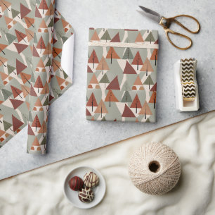 Minimalist Abstract Christmas Trees Holiday Wrapping Paper