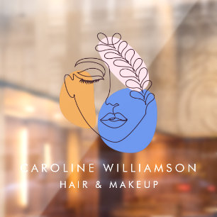 Minimalist Abstract Face Line Art Business Logo  Window Cling