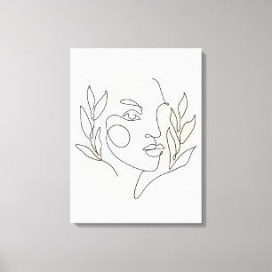 Minimalist Abstract Face Line Art Canvas Print