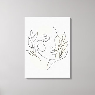 Minimalist Abstract Face Line Art Canvas Print