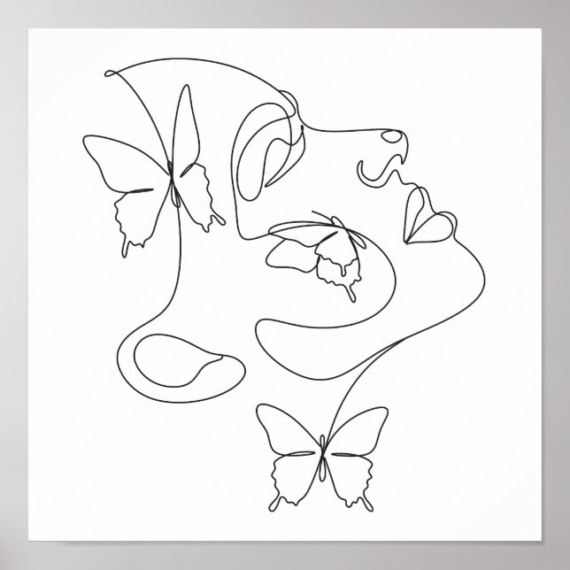 Minimalist Abstract Face Line Art Poster (Front)