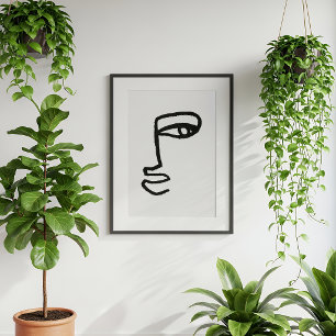 Minimalist Abstract Face Line Art  Poster