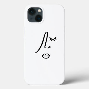 Minimalist Abstract Face Modern Art Design iPhone 13 Case