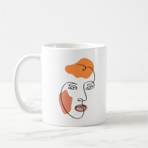 Minimalist Abstract Face Portrait Line Art Coffee Mug