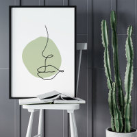 Minimalist Abstract Face Portrait Line Art Drawing