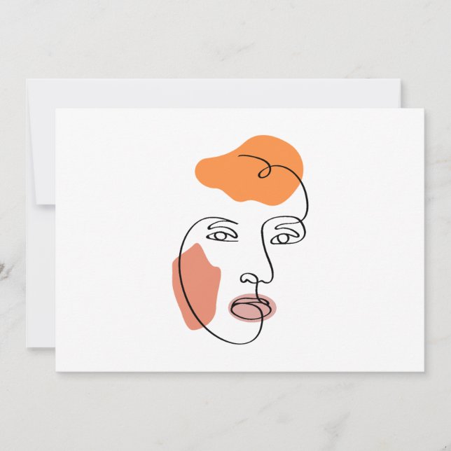 Minimalist Abstract Face Portrait Line Art  Invitation (Front)