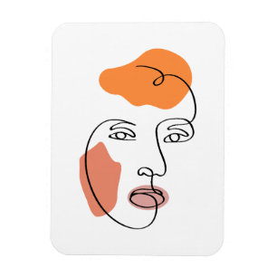 Minimalist Abstract Face Portrait Line Art  Magnet