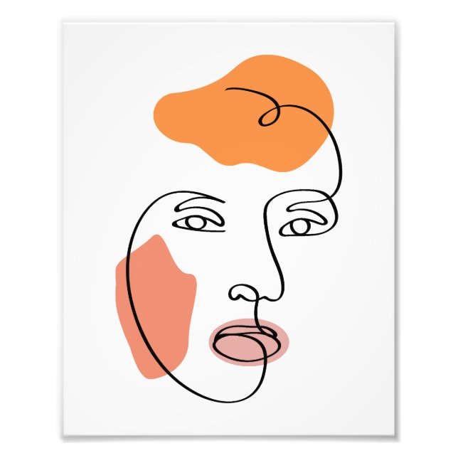 Minimalist Abstract Face Portrait Line Art  Photo Print (Front)