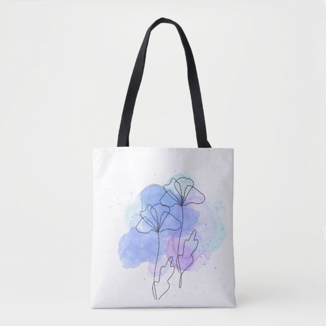 Minimalist Abstract Floral Tote Bag (Front)