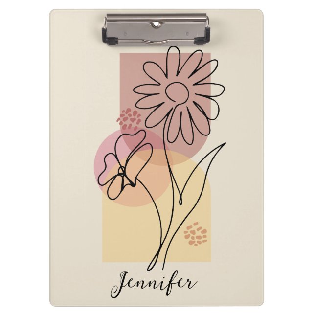 Minimalist abstract flower line art  clipboard (Front)