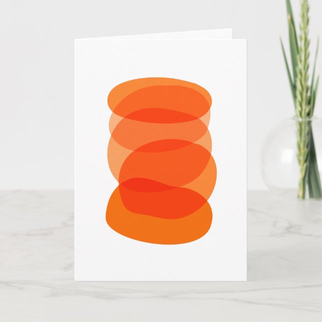 Minimalist Abstract Geometric Art in Orange Card (Front)