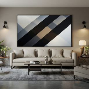 Minimalist Abstract Geometric Neutral Diagonal Canvas Print
