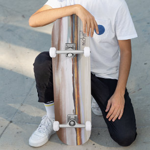 Minimalist Abstract Golden Landscape Custom Name Skateboard