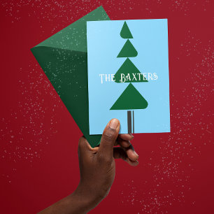 Minimalist Abstract Green Chic Christmas Tree Holiday Card