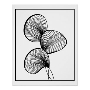 Minimalist Abstract Leaf Line Art – Modern Botanic Poster