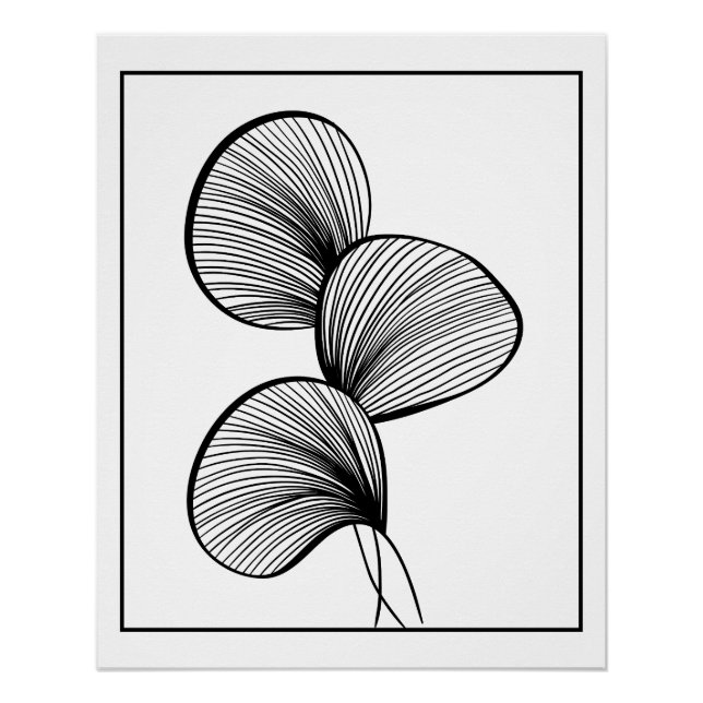 Minimalist Abstract Leaf Line Art – Modern Botanic Poster (Front)