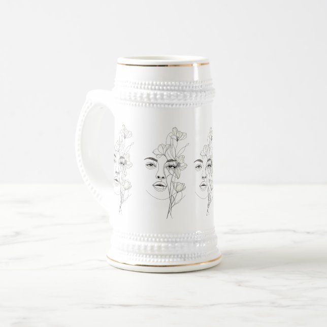 Minimalist Abstract Line Art Coffee Mug (Front Left)