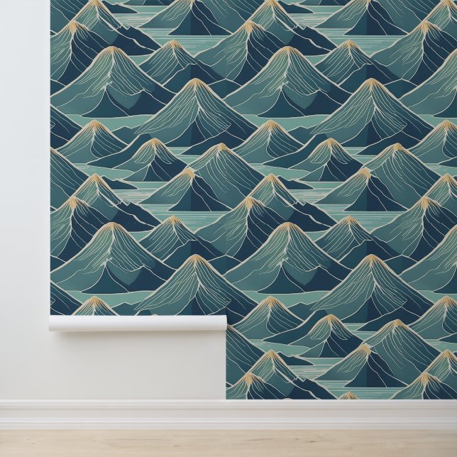 Minimalist Abstract Mountains Peel and Stick Wallpaper (Application)