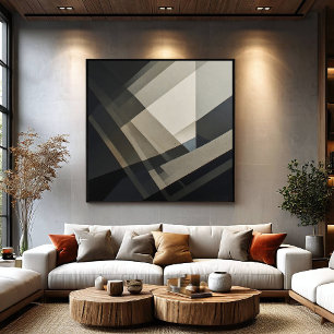 Minimalist Abstract Neutral Diagonal Stripe Canvas Print