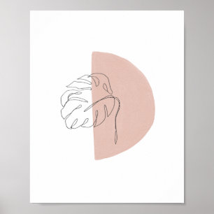 Minimalist Abstract Palm Leaf Blush Pink Art Print