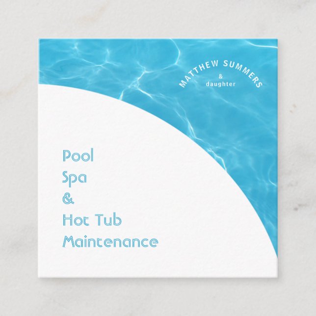 Minimalist Abstract Pool Water Ripples    Square Business Card (Front)