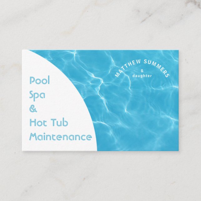 Minimalist Abstract Pool Water Ripples UK / Euro Business Card (Front)