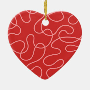Minimalist Abstract Red and Pink Ceramic Ornament