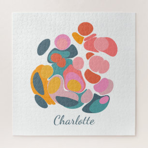 Minimalist Abstract Shapes Art   Personalized Name Jigsaw Puzzle