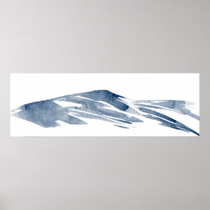 Minimalist Abstract Slate Watercolor Hills Poster