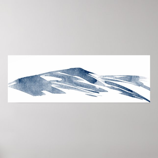 Minimalist Abstract Slate Watercolor Hills  Poster (Front)