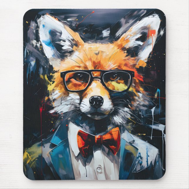 Minimalist Abstract Suited Fox Mouse Pad (Front)