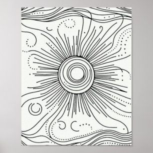 Minimalist Abstract Sun Art Poster