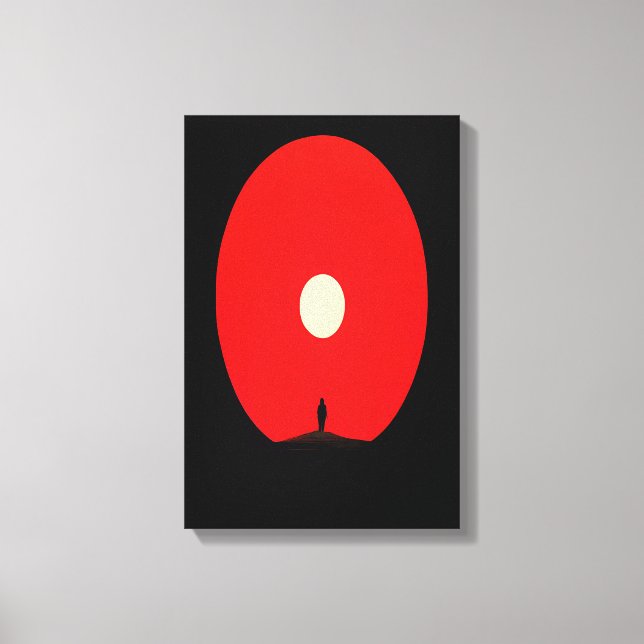 Minimalist Abstract Sunset Silhouette Art Canvas Print (Front)
