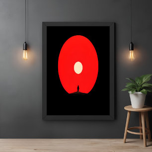 Minimalist Abstract Sunset Silhouette Art Poster