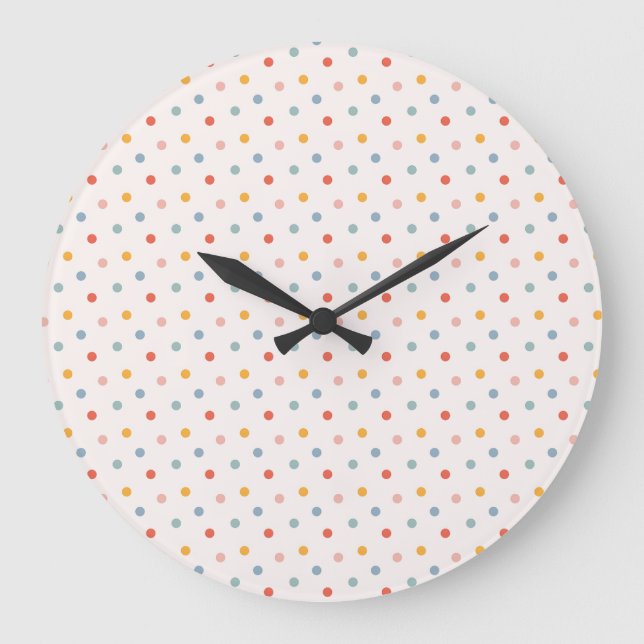 Minimalist Abstract Tiny Spots Pastel Earth Tones  Large Clock (Front)