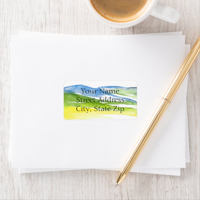 Minimalist Abstract Watercolor Hills 2  Label (Insitu)
