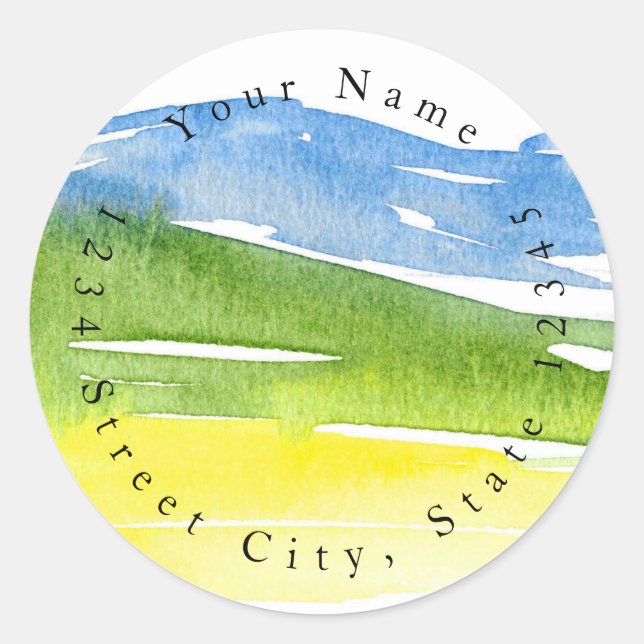 Minimalist Abstract Watercolor Hills 2 Labels (Front)