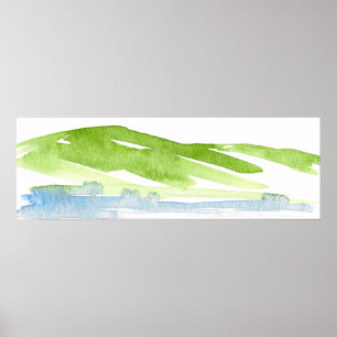 Minimalist Abstract Watercolor Hills 3 Poster