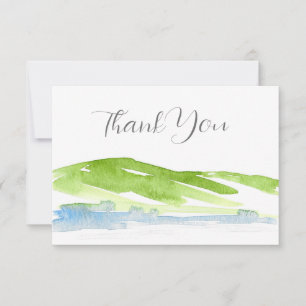Minimalist Abstract Watercolor Hills 3 Thank You Card