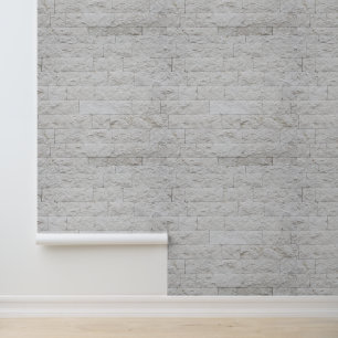 Minimalist Abstract  White Brick Stonewall Wallpaper