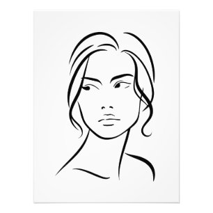 Minimalist Abstract Woman Face Line Art Drawing 4 Photo Print