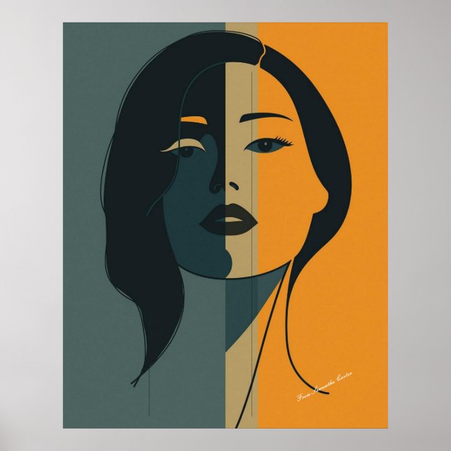 Minimalist Abstract Woman Face – Modern Boho Art Poster (Front)
