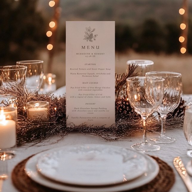 Minimalist Acorns & Pinecone Fall Wedding Menu (Creator Uploaded)